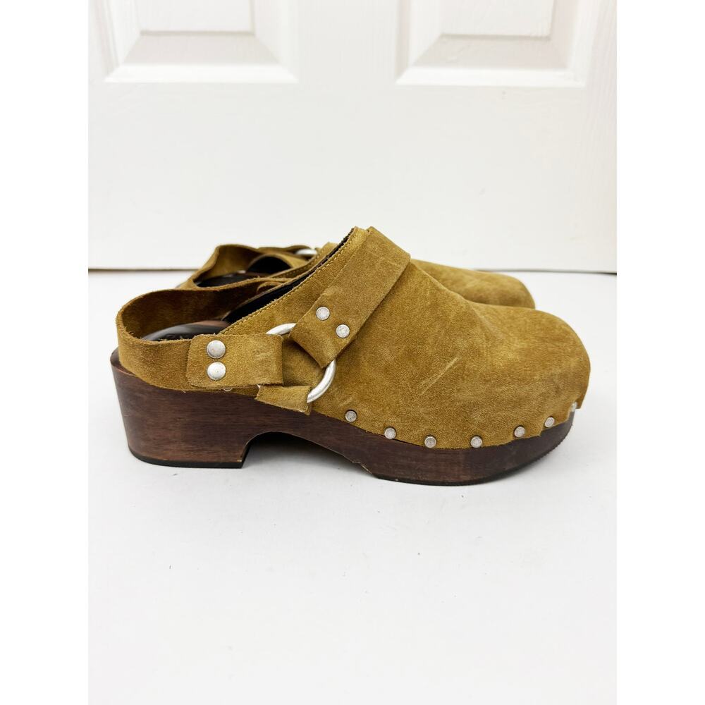 RE/DONE SUEDE 70s STUDDED SLINGBACK MULES CLOGS